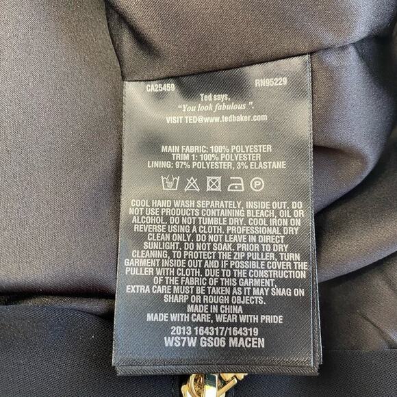 TED BAKER Skirt Gardens Diamonds Pencil Floral Zipper Black Gold Pink 2 - Picture 5 of 8